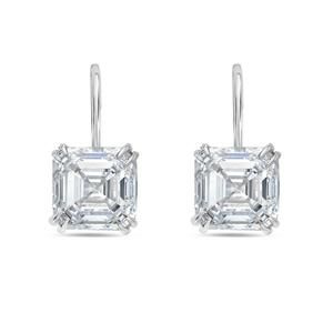 NEW DIANA M JEWELS 10.00 cts lab grown asscher diamond drop earrings in white go